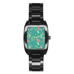 Floral Elegant Background Stainless Steel Barrel Watch