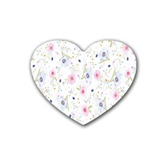 Floral Pattern Background  Heart Coaster (4 Pack)  by Nexatart