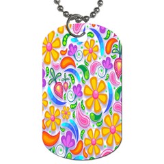 Floral Paisley Background Flower Dog Tag (two Sides) by Nexatart