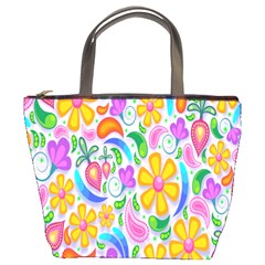 Floral Paisley Background Flower Bucket Bags by Nexatart