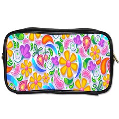 Floral Paisley Background Flower Toiletries Bags by Nexatart