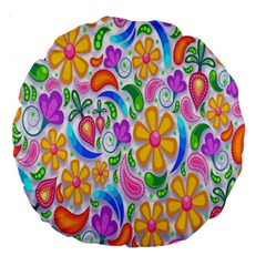 Floral Paisley Background Flower Large 18  Premium Round Cushions by Nexatart