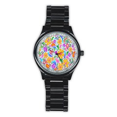 Floral Paisley Background Flower Stainless Steel Round Watch by Nexatart