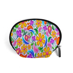 Floral Paisley Background Flower Accessory Pouches (small)  by Nexatart