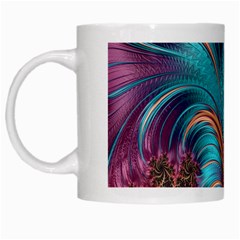 Feather Fractal Artistic Design White Mugs