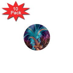 Feather Fractal Artistic Design 1  Mini Magnet (10 pack) 