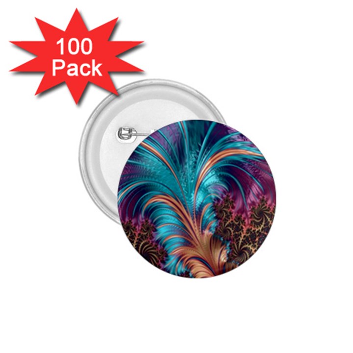 Feather Fractal Artistic Design 1.75  Buttons (100 pack) 