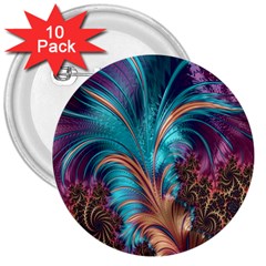 Feather Fractal Artistic Design 3  Buttons (10 pack) 