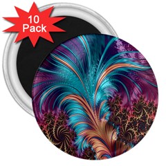 Feather Fractal Artistic Design 3  Magnets (10 pack) 