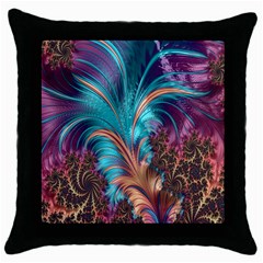 Feather Fractal Artistic Design Throw Pillow Case (Black)