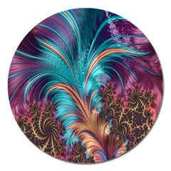 Feather Fractal Artistic Design Magnet 5  (Round)