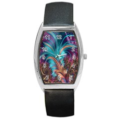 Feather Fractal Artistic Design Barrel Style Metal Watch