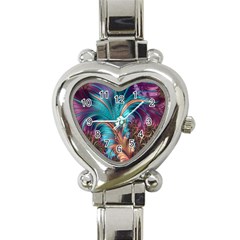 Feather Fractal Artistic Design Heart Italian Charm Watch