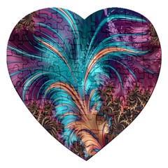 Feather Fractal Artistic Design Jigsaw Puzzle (heart) by Nexatart