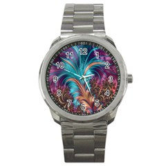 Feather Fractal Artistic Design Sport Metal Watch