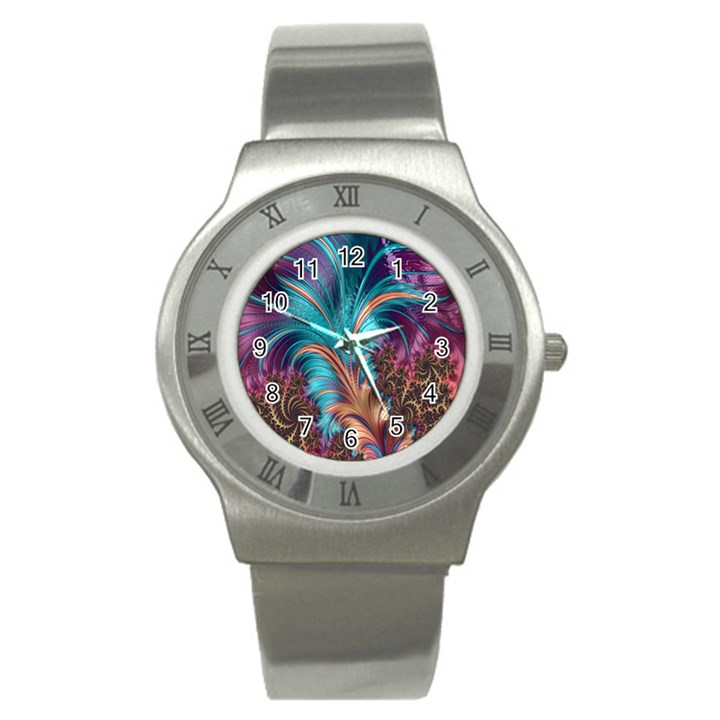 Feather Fractal Artistic Design Stainless Steel Watch