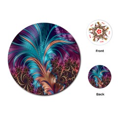 Feather Fractal Artistic Design Playing Cards (Round) 