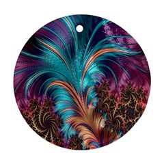 Feather Fractal Artistic Design Round Ornament (two Sides) by Nexatart