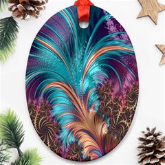 Feather Fractal Artistic Design Oval Ornament (Two Sides)