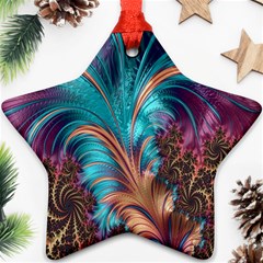 Feather Fractal Artistic Design Star Ornament (Two Sides)