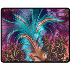 Feather Fractal Artistic Design Fleece Blanket (medium)  by Nexatart