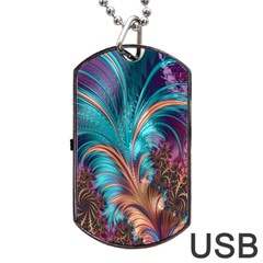 Feather Fractal Artistic Design Dog Tag USB Flash (One Side)