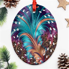 Feather Fractal Artistic Design Ornament (Oval Filigree)