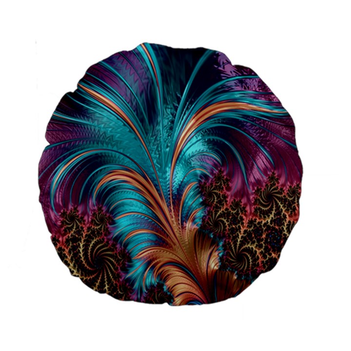 Feather Fractal Artistic Design Standard 15  Premium Round Cushions