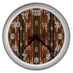 Floral Strings Pattern Wall Clocks (silver)  by Nexatart