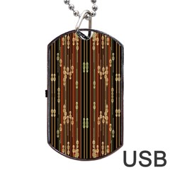 Floral Strings Pattern Dog Tag Usb Flash (two Sides) by Nexatart