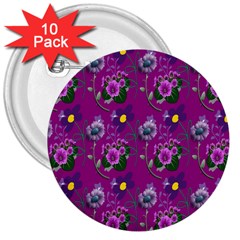 Flower Pattern 3  Buttons (10 Pack) 