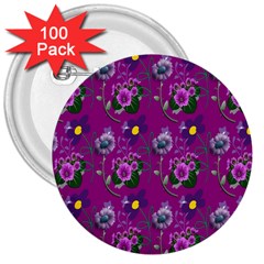 Flower Pattern 3  Buttons (100 Pack) 