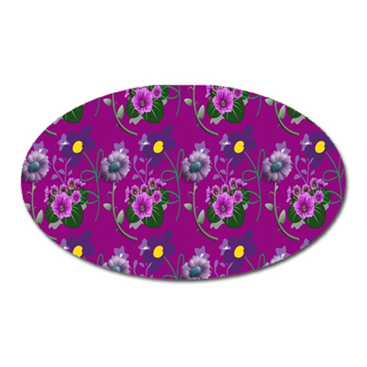 Flower Pattern Oval Magnet