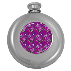 Flower Pattern Round Hip Flask (5 Oz)