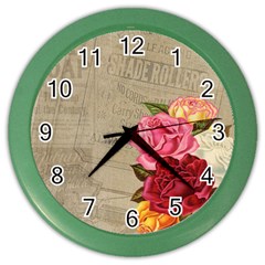 Flower Floral Bouquet Background Color Wall Clocks by Nexatart