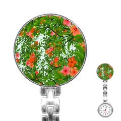 Flower Background Backdrop Pattern Stainless Steel Nurses Watch by Nexatart