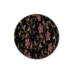 Floral Pattern Background Rubber Round Coaster (4 Pack)  by Nexatart