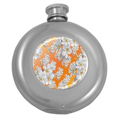 Flowers Background Backdrop Floral Round Hip Flask (5 Oz) by Nexatart