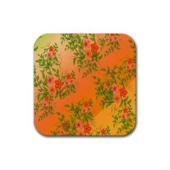 Flowers Background Backdrop Floral Rubber Coaster (square)  by Nexatart