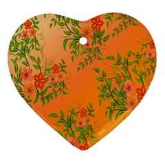 Flowers Background Backdrop Floral Heart Ornament (two Sides) by Nexatart