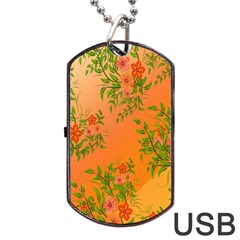 Flowers Background Backdrop Floral Dog Tag Usb Flash (one Side) by Nexatart