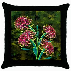 Flowers Abstract Decoration Throw Pillow Case (black) by Nexatart