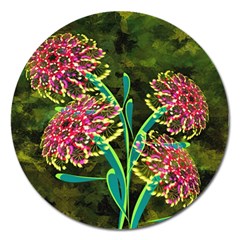 Flowers Abstract Decoration Magnet 5  (round) by Nexatart