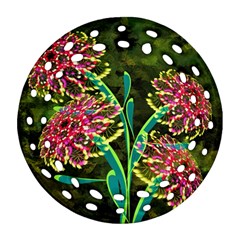 Flowers Abstract Decoration Round Filigree Ornament (two Sides) by Nexatart