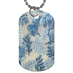 Flowers Blue Patterns Fabric Dog Tag (two Sides) by Nexatart