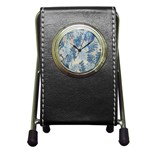 Flowers Blue Patterns Fabric Pen Holder Desk Clocks Front