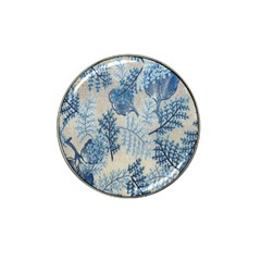 Flowers Blue Patterns Fabric Hat Clip Ball Marker (4 Pack) by Nexatart