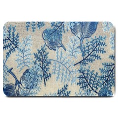 Flowers Blue Patterns Fabric Large Doormat  by Nexatart