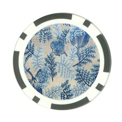 Flowers Blue Patterns Fabric Poker Chip Card Guard by Nexatart