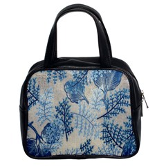 Flowers Blue Patterns Fabric Classic Handbags (2 Sides) by Nexatart